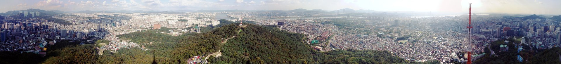 A panorama of Seoul from N Seoul Tower.