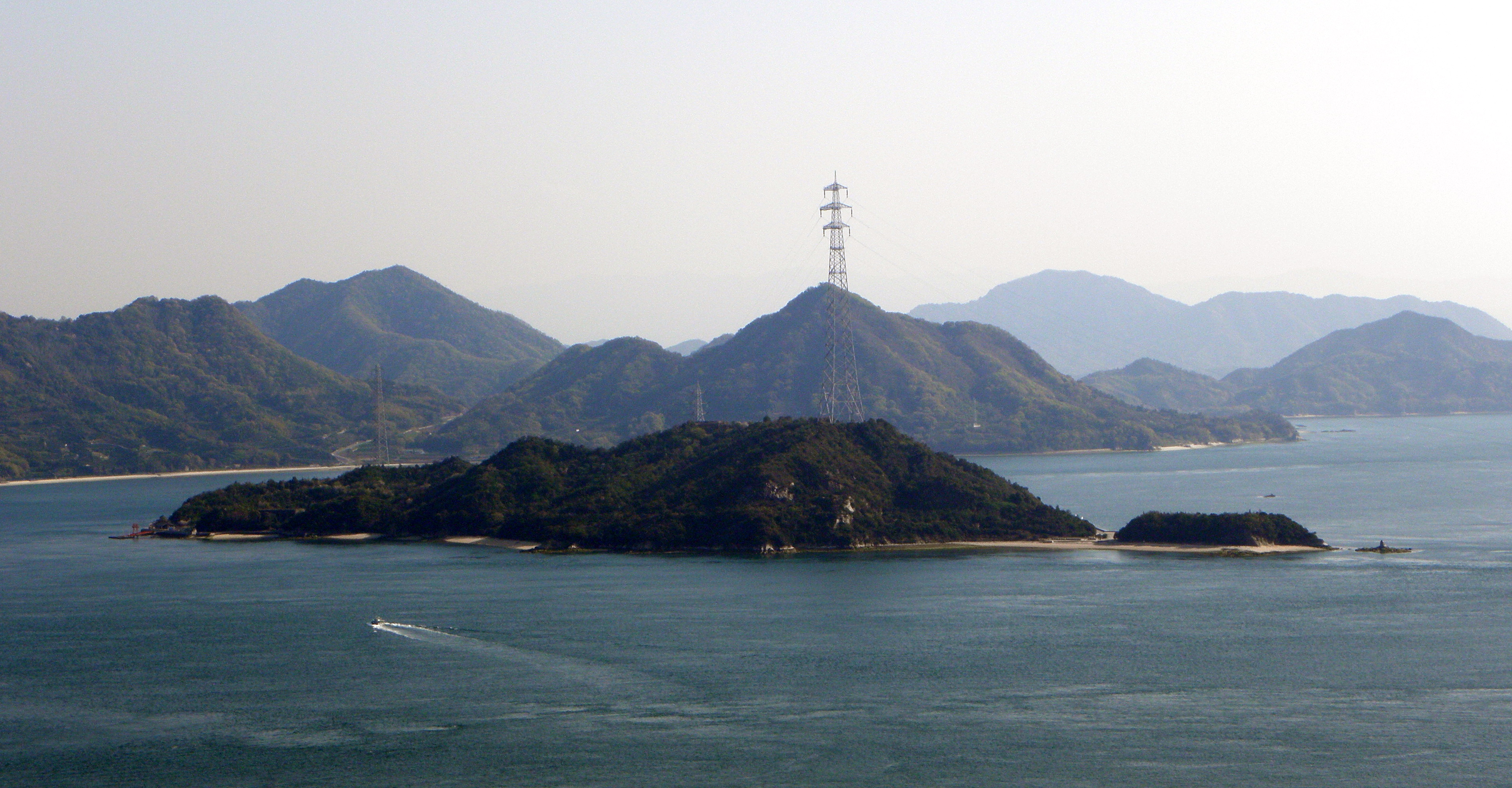 A picture of Okunoshima taken from Kurotaki-yama