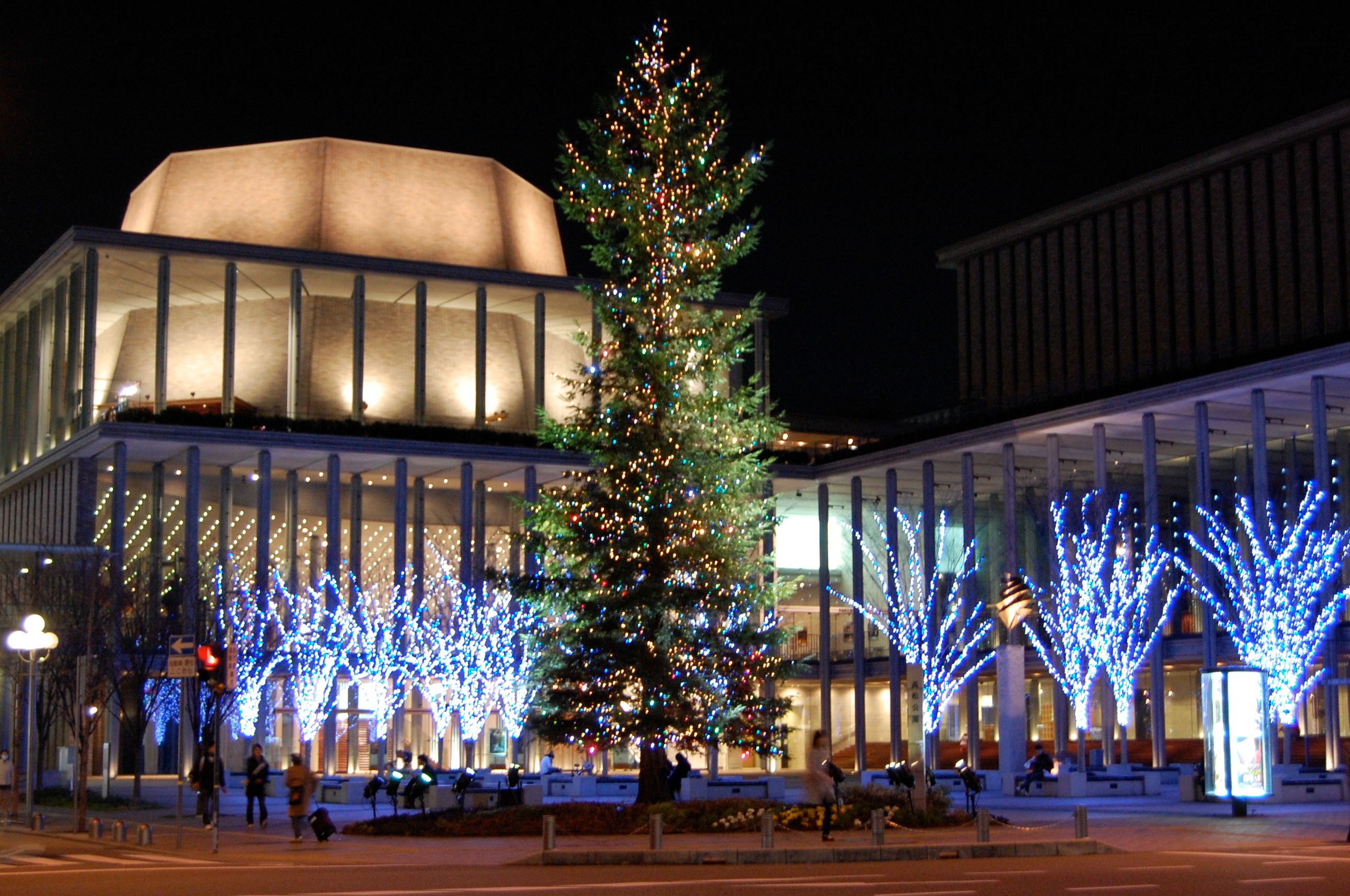 Hyogo Performing Arts Center, at night. Winter.