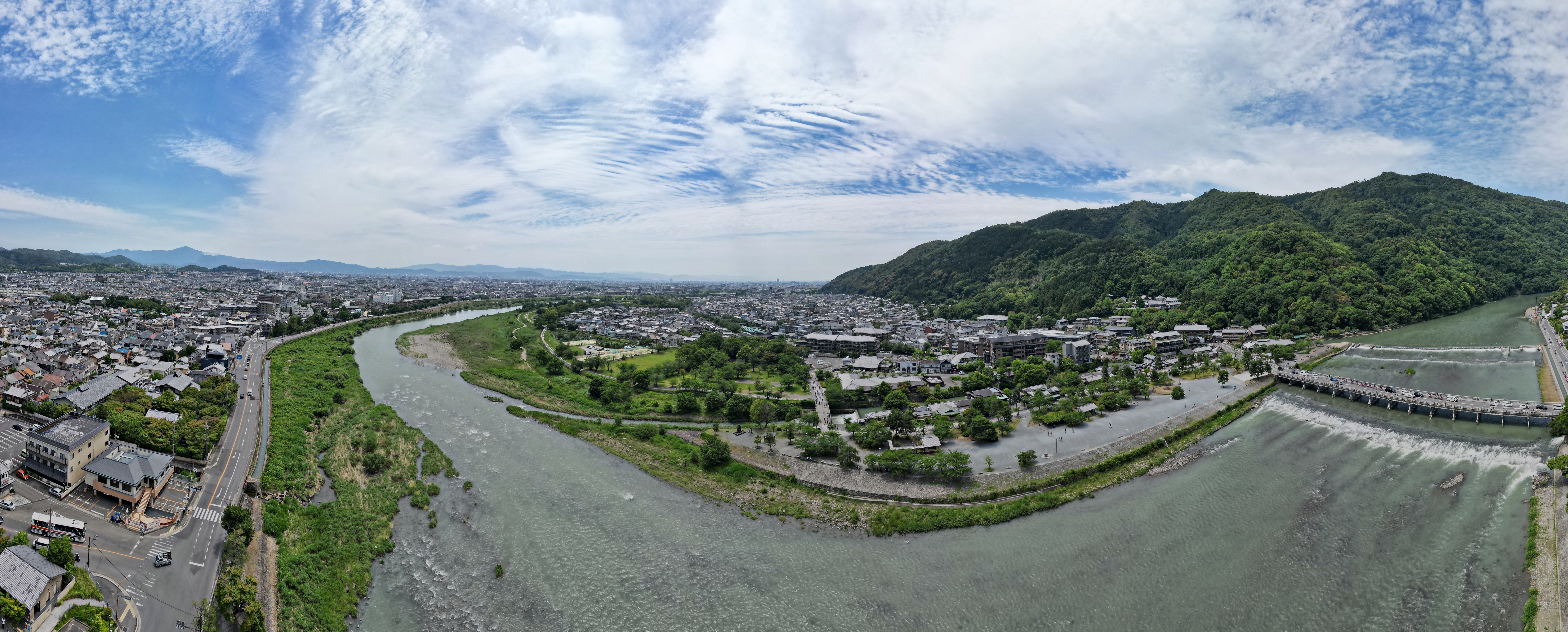 Aerial perspective of Arashiyama Park Nakanoshima Area 嵐山公園 中之島地区