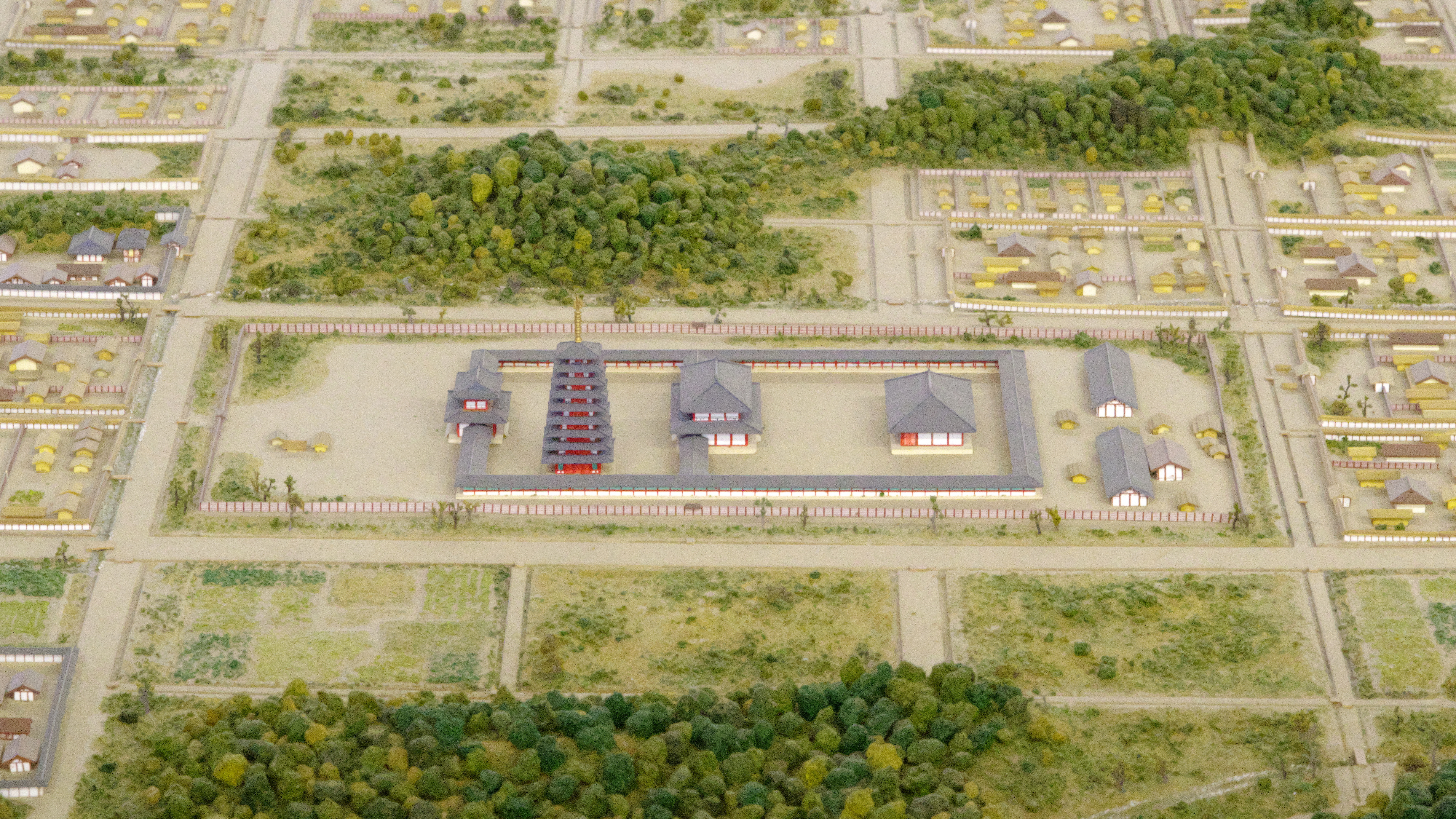 大官大寺の模型。橿原市藤原京資料室蔵藤原京1/1000模型の一部