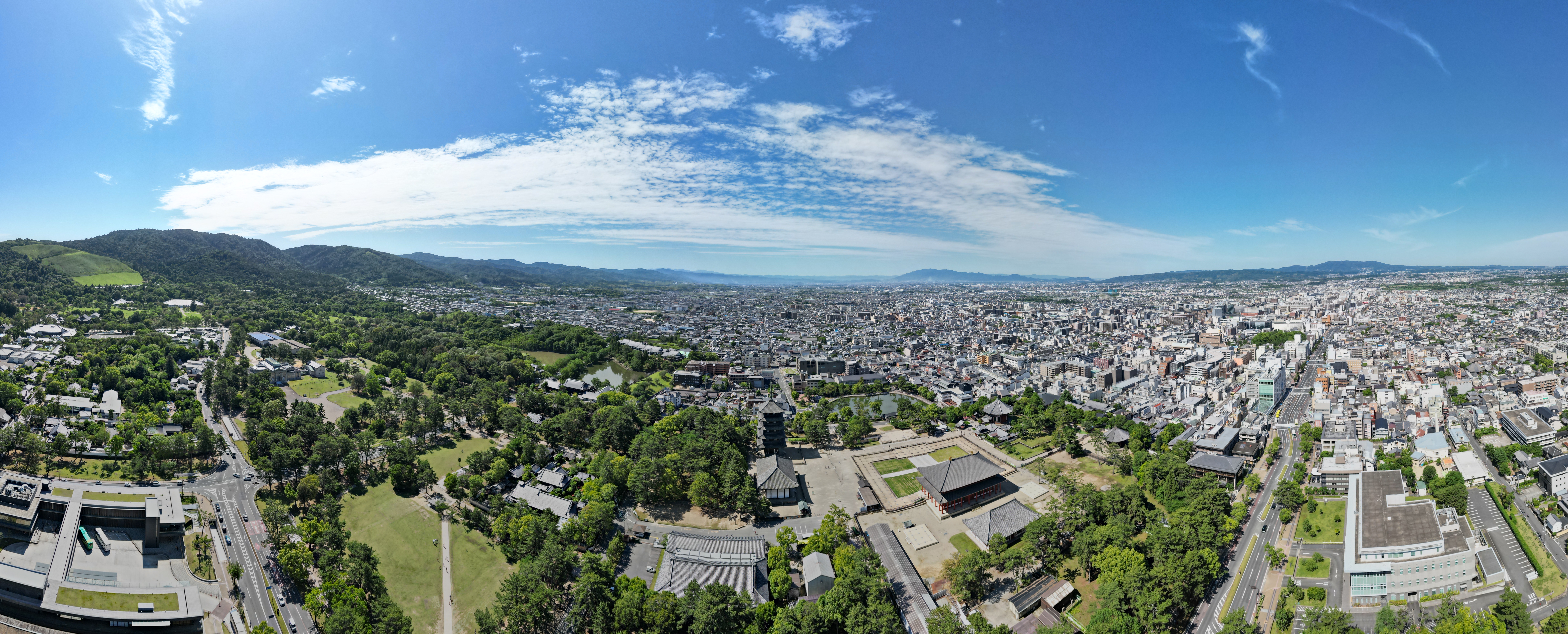 Aerial photograph of Nara. Taken from above Nara Park.