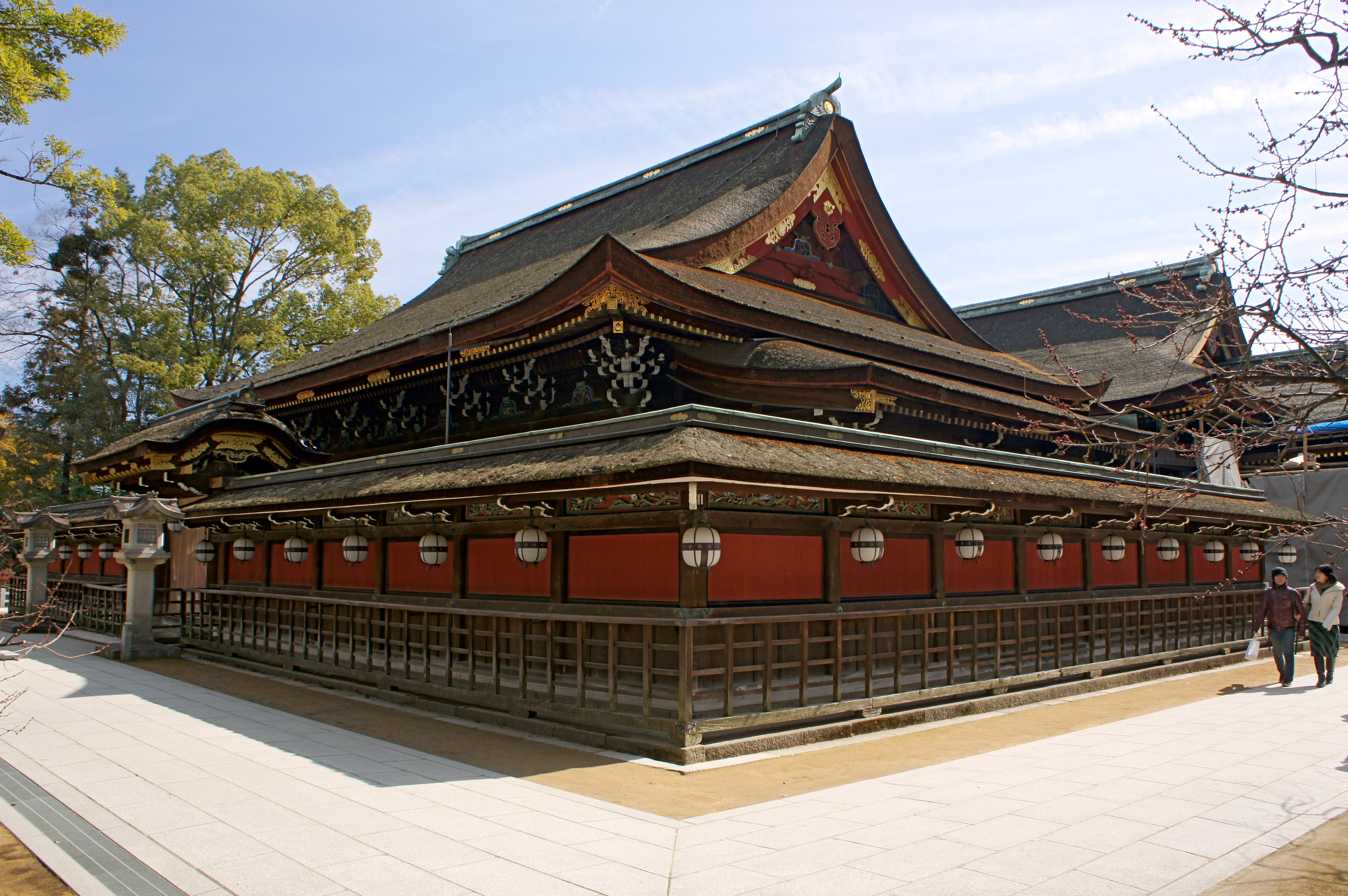 Main Shrine of Kitano Tenman-gū is a Japan's National Treasure, in Kamigyō-ku, Kyoto, Kyoto Prefecture, Japan