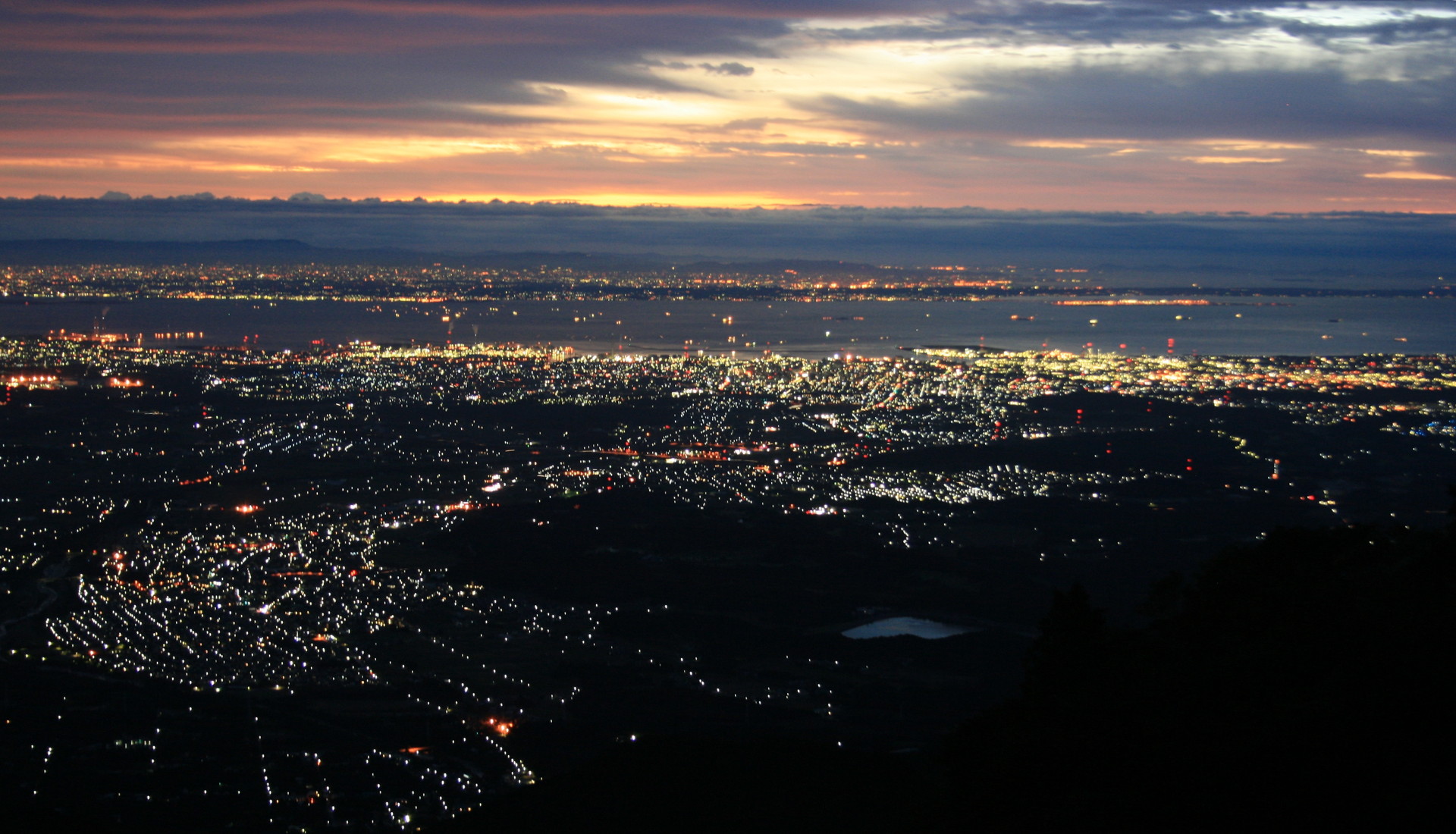 Ise Bay and Yokkaichi, Mie from Mount Gozaisho