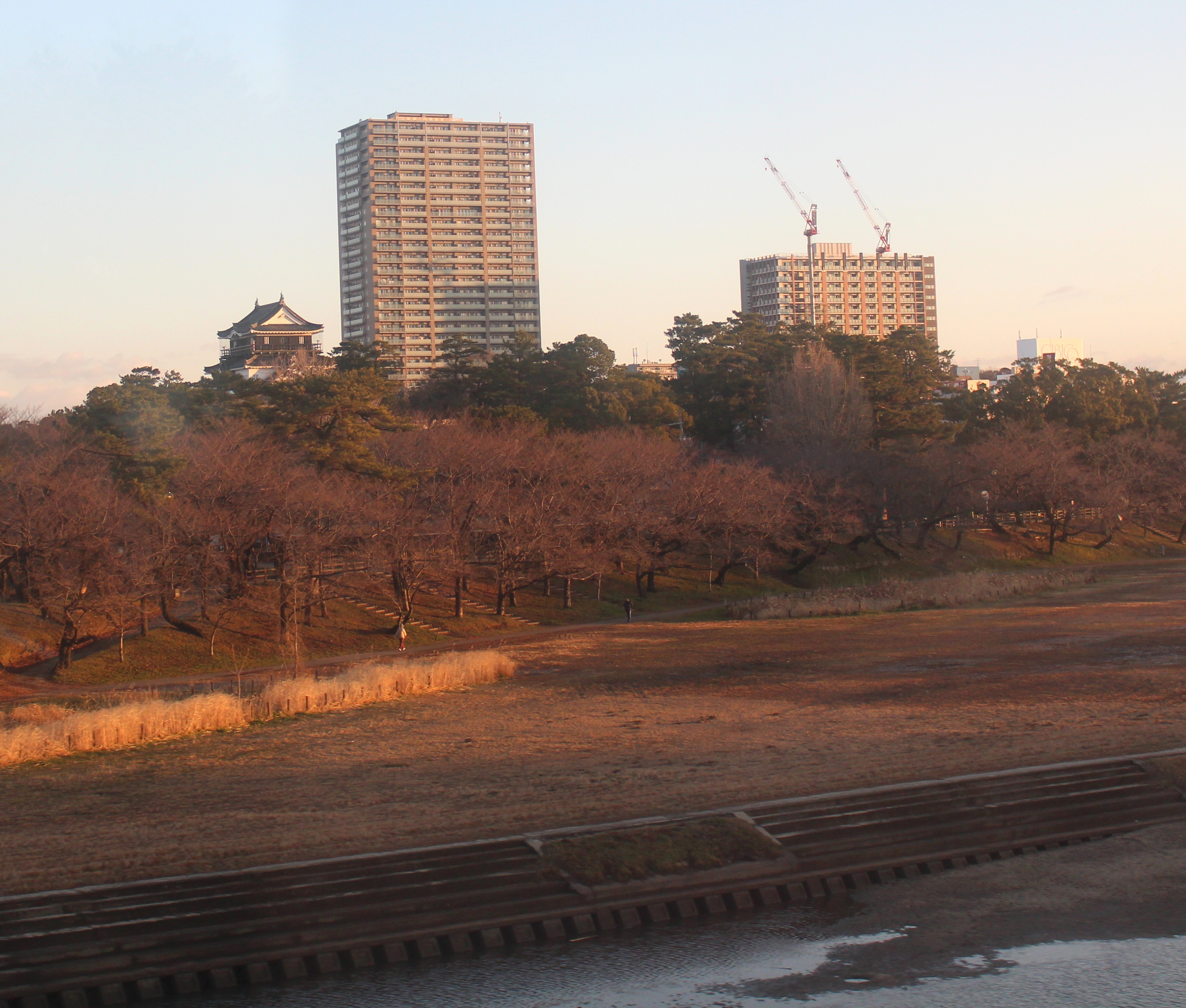 Okazaki Castle and Oto River in Okazaki, Aichi prefecture, Japan.