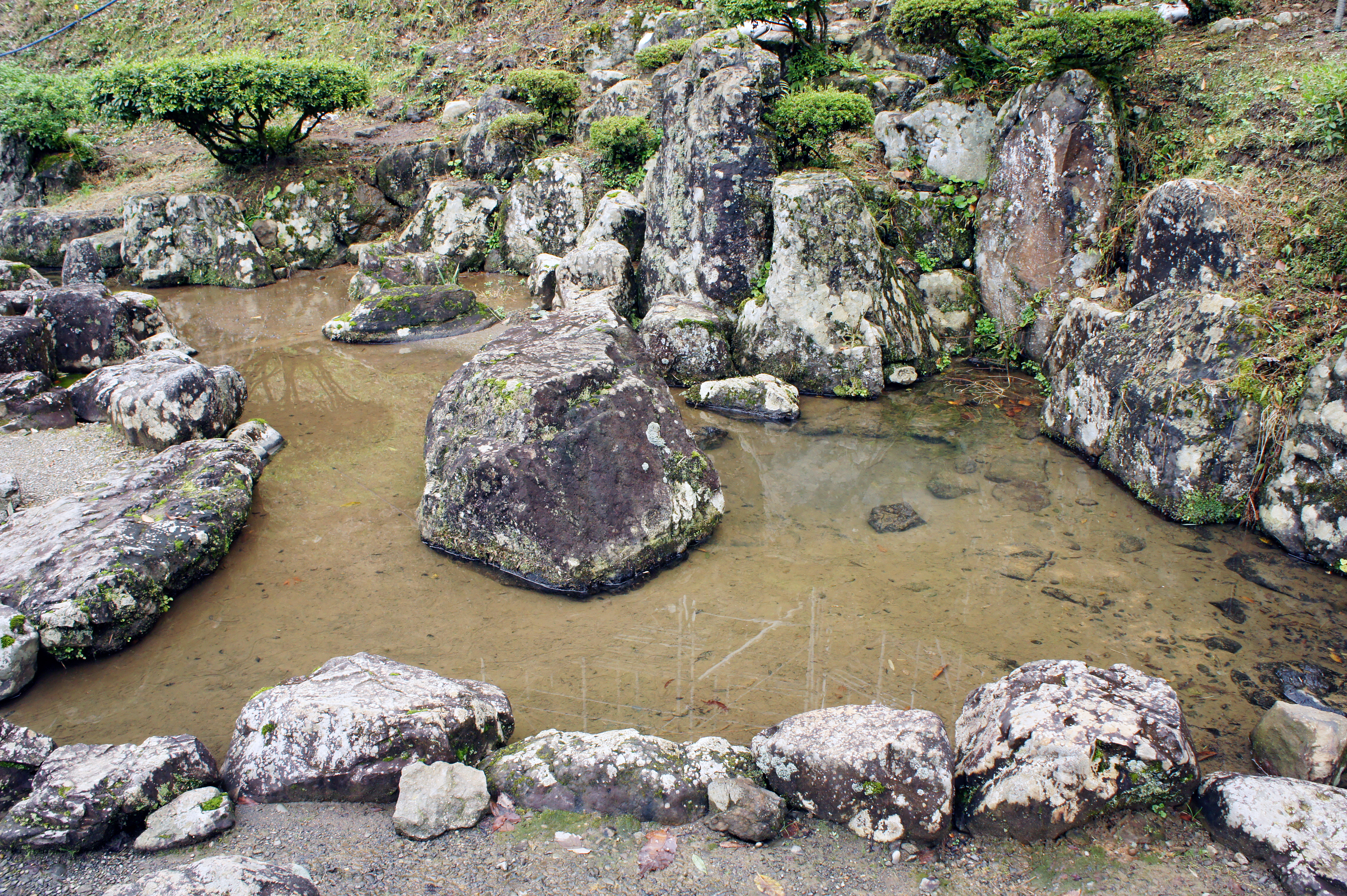 Asakura Yakata of Ichijōdani Asakura Family Historic Ruins in Fukui, Fukui prefecture, Japan. The garden there is an extremely important cultural asset of Japan "Special Places of Scenic Beauty".