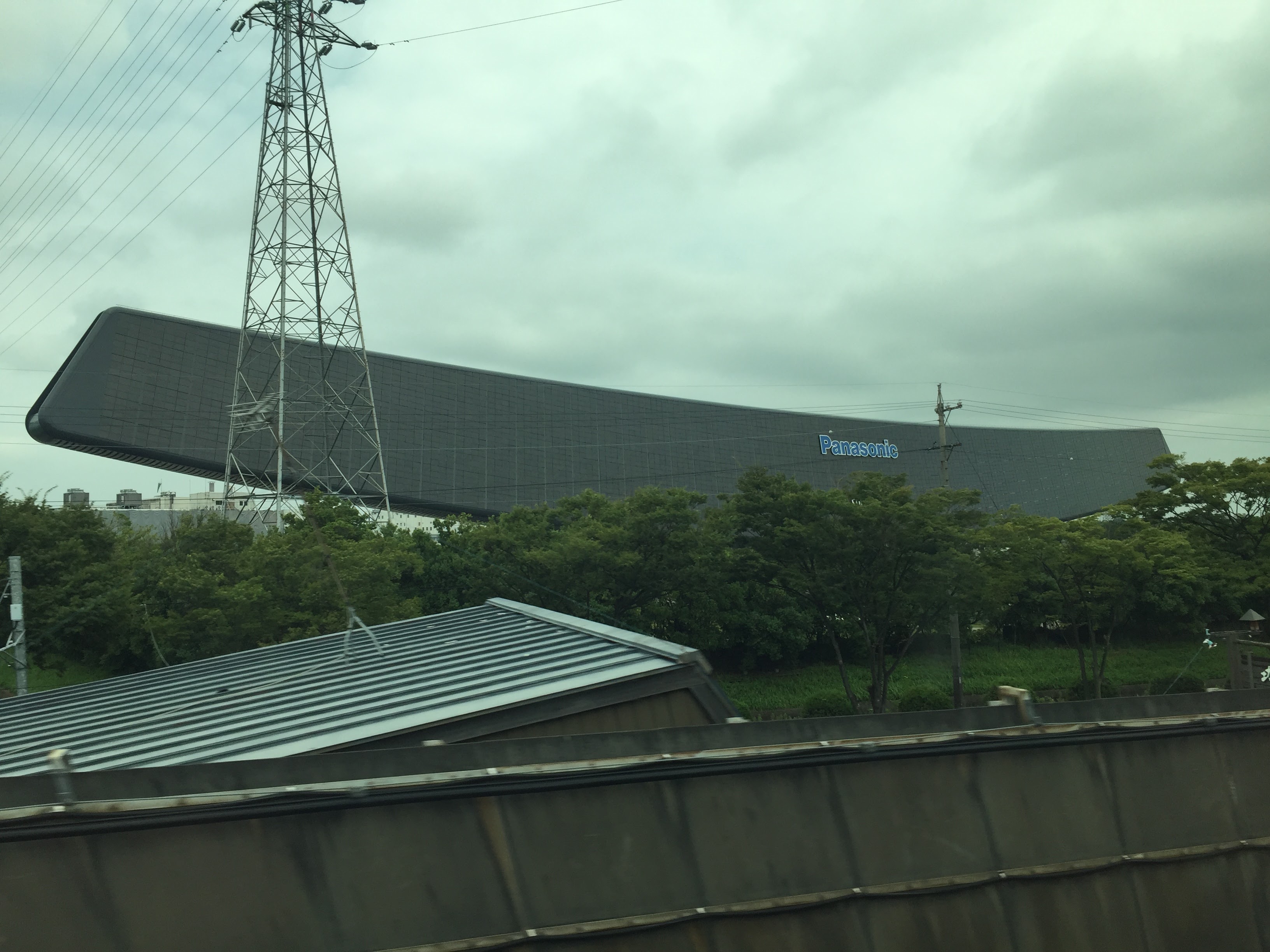 Panasonic Solar Ark as seen from the Tokaido Shinkansen between Tokyo and Kyoto