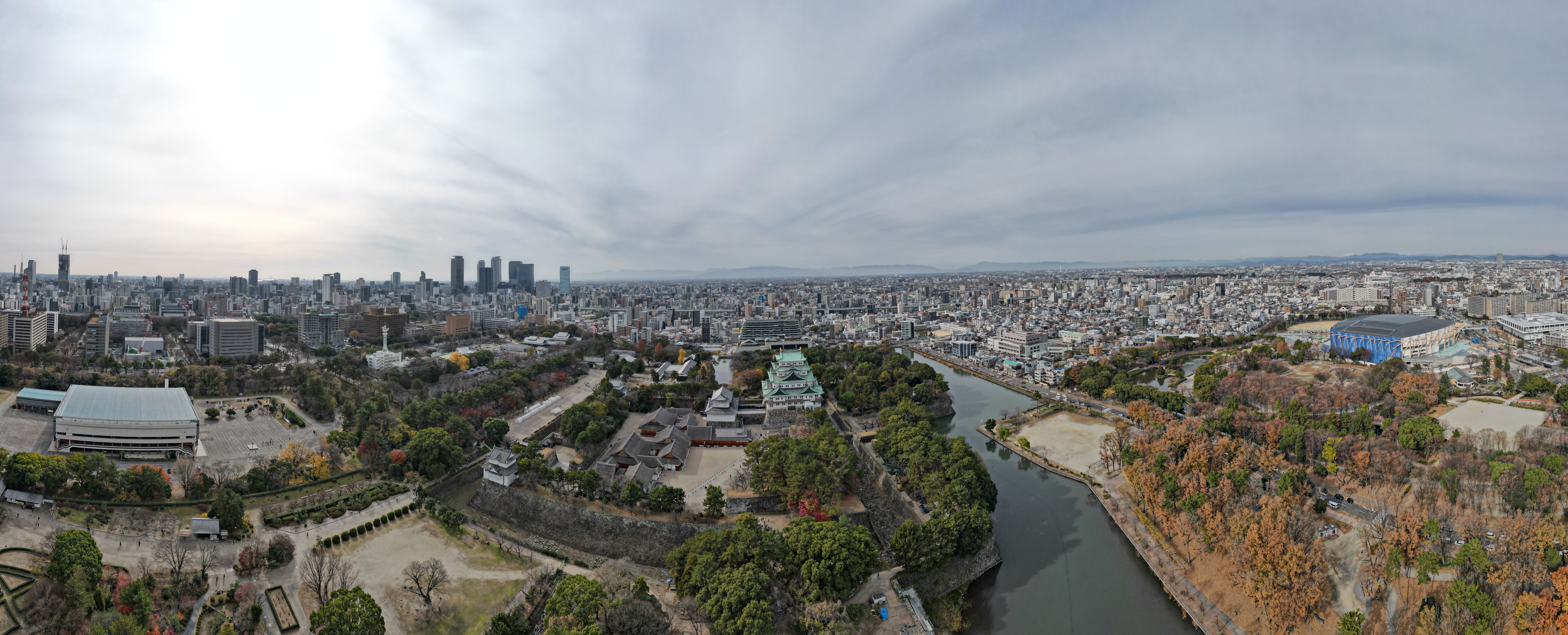 Nagoya Castle aerial panorama