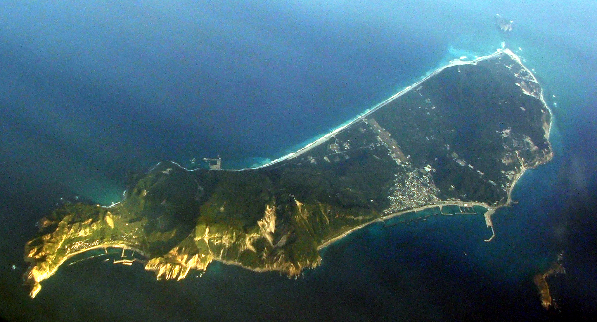 Aerial photo of Niijima, an island off the east of Japan