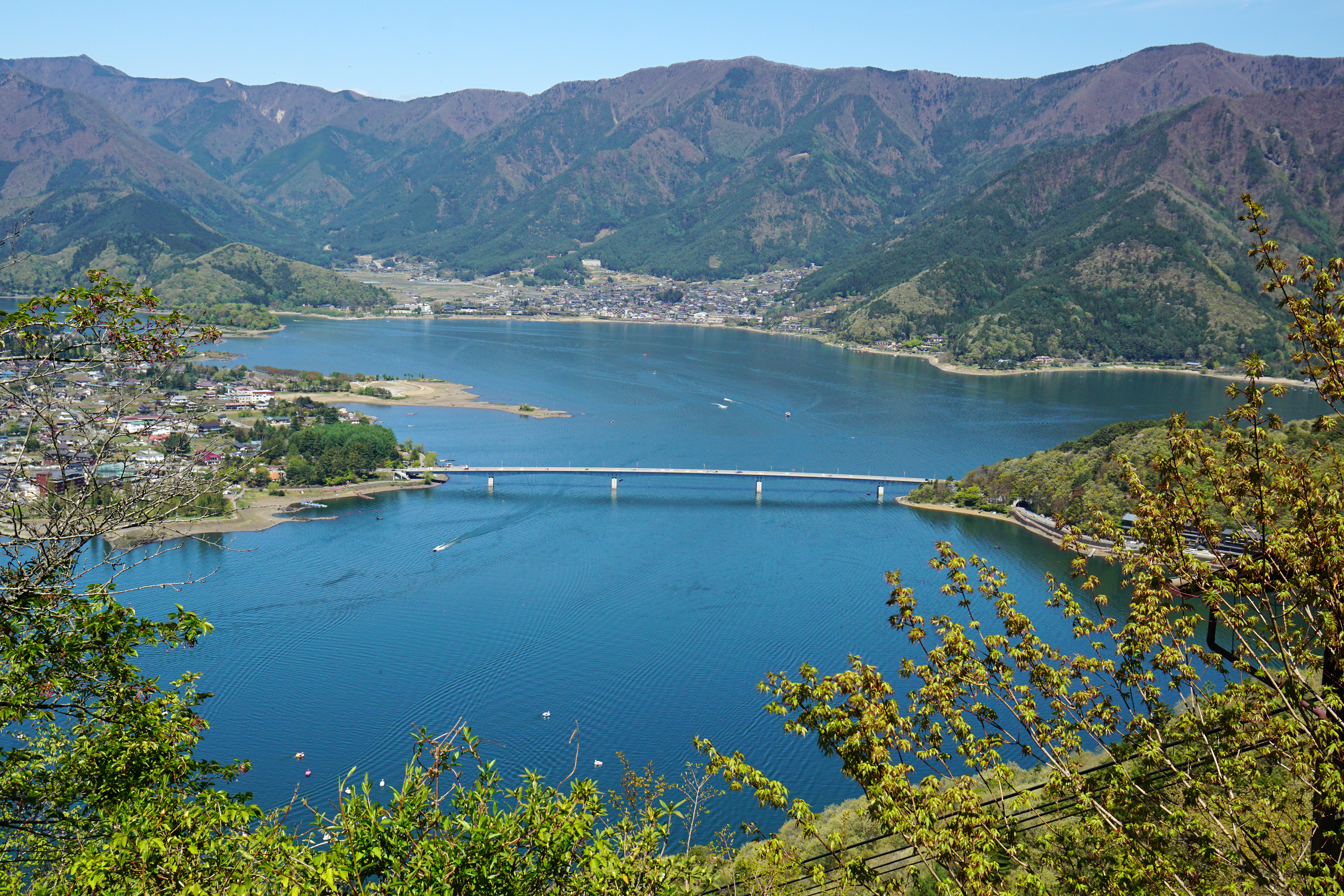 Kawaguchiko Bridge on Lake Kawaguchi in Kawaguchiko, Yamanashi Prefecture, Japan