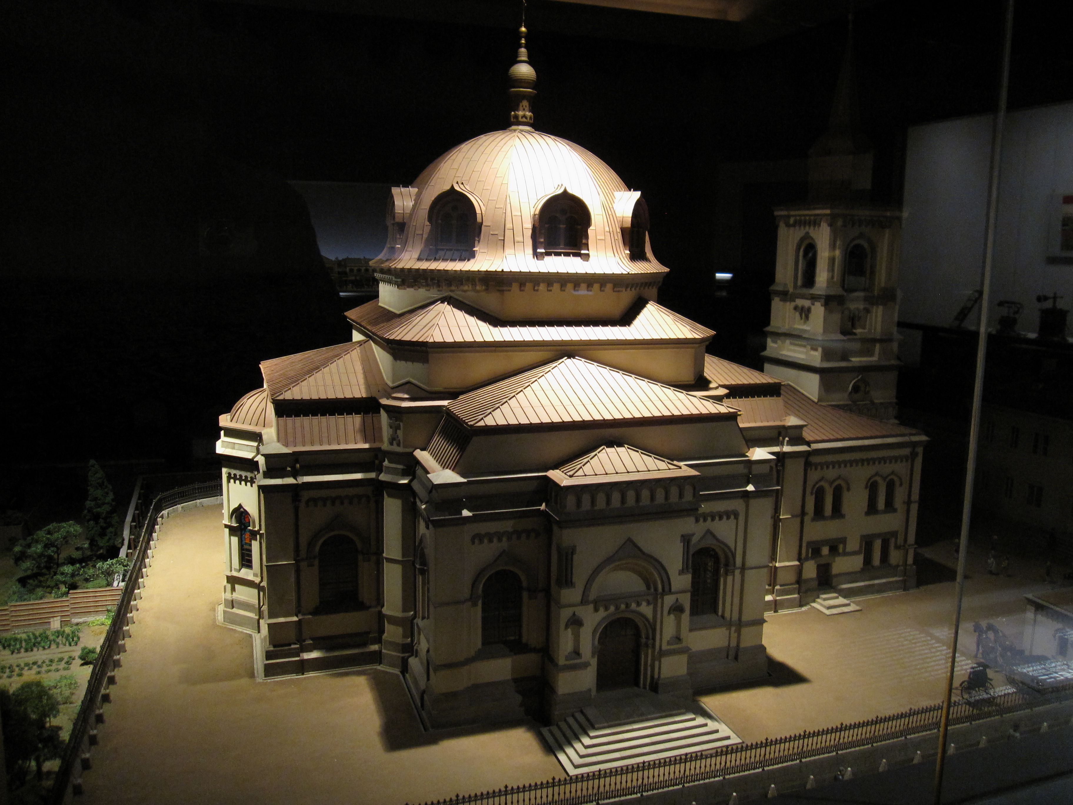 1/25 architectural model of Tokyo Resurrection Cathedral, also known as Nikolai Church, at it appeared in the 1880-90's. Located in the Edo-Tokyo Museum.