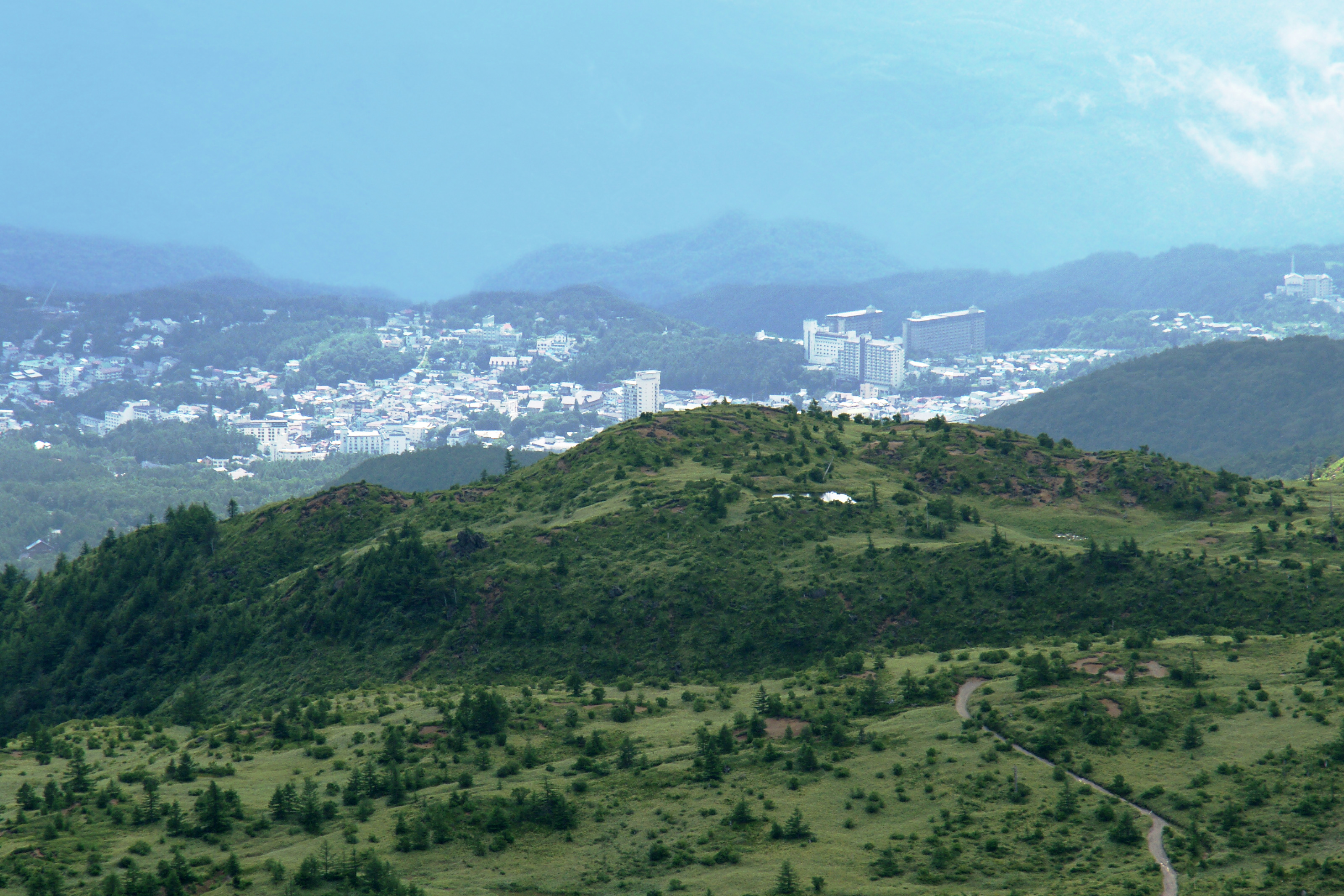 Kusatsu Onsen view from Yoshigadaira in Kusatsu, Gunma prefecture, Japan.