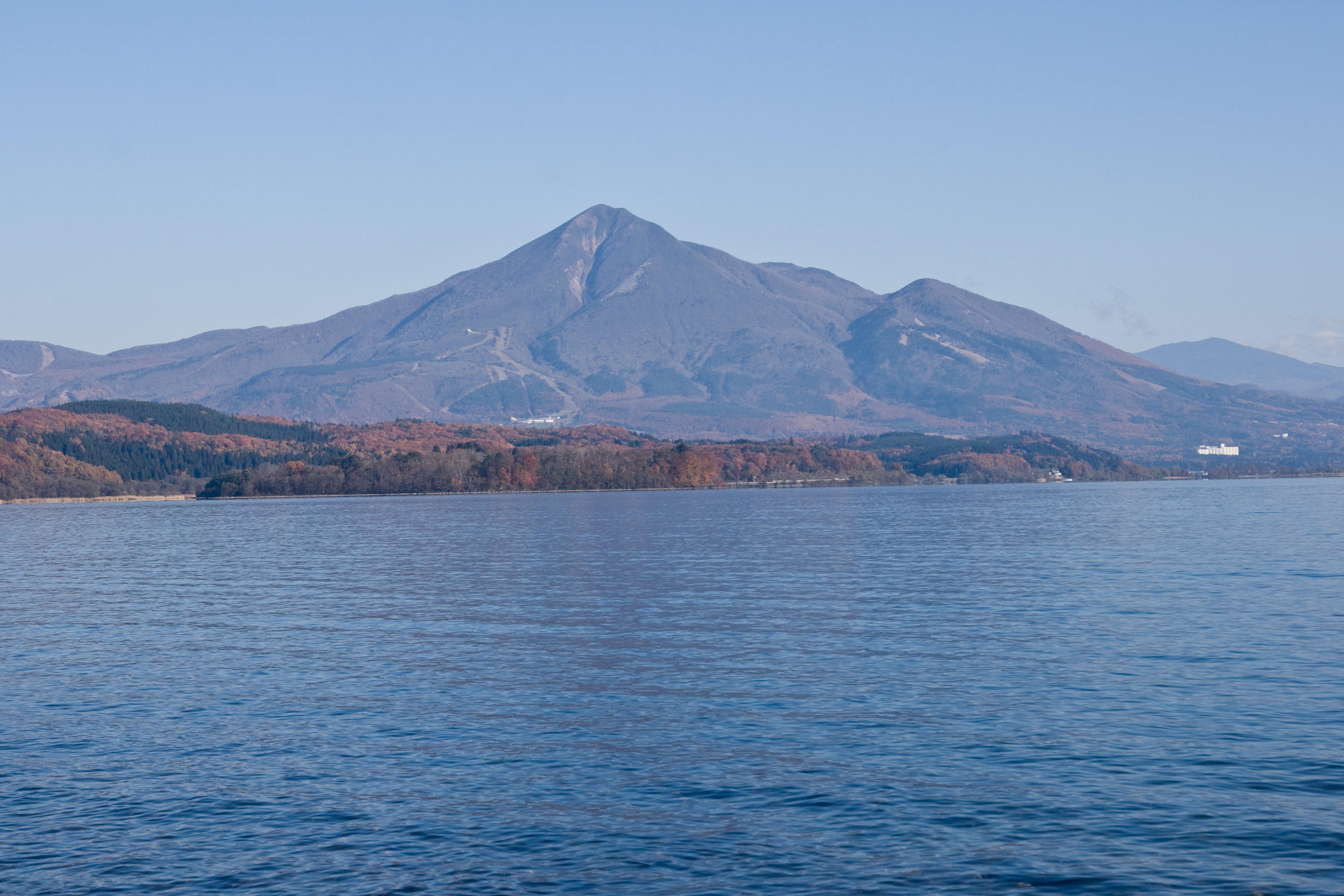 Mount Bandai as seen from Lake Inawashiro, Fukushima Pref., Japan