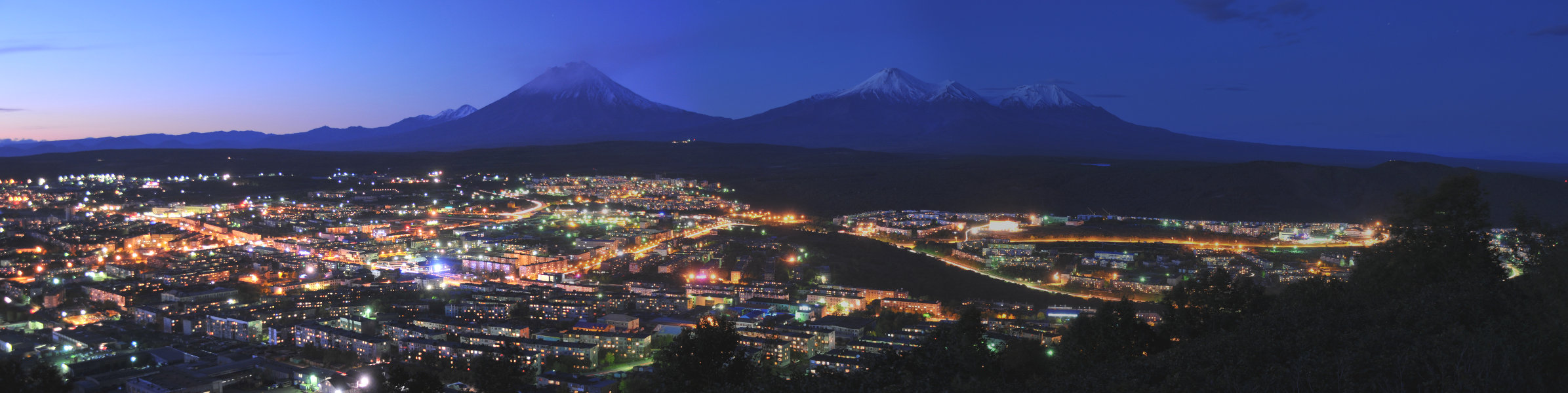 Petropavlovsk-Kamchatsky at night.