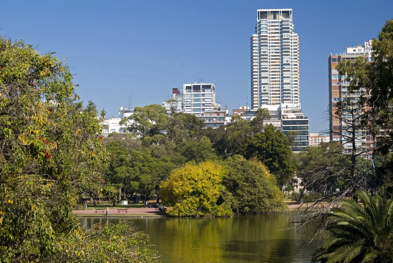 Rose garden lake, February 3 Park, Buenos Aires.