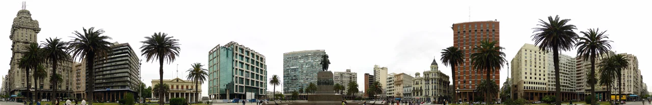 Panorama of the "Plaza Independencia" in Montevideo, Uruguay