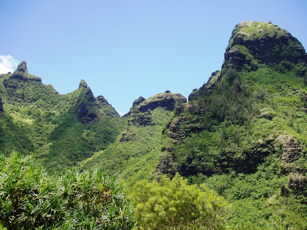 Makana Mountain ridge from Limahuli Garden and Preserve, Kauai, Hawaii.