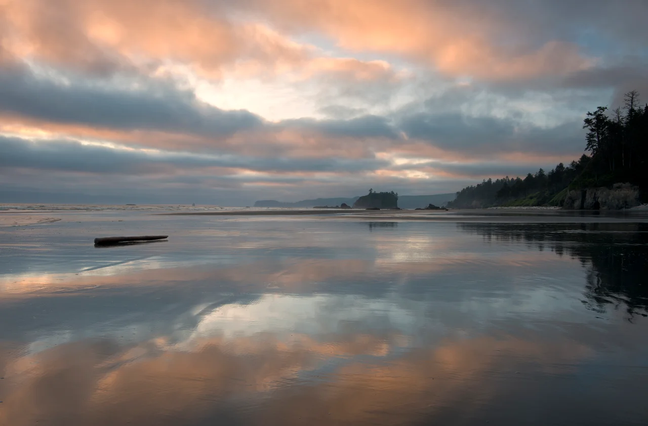 180° panorama from Ruby Beach, Olympic National Park, late in the afternoon of a Sunny September afternoon. Photo by Gregg M. Erickson