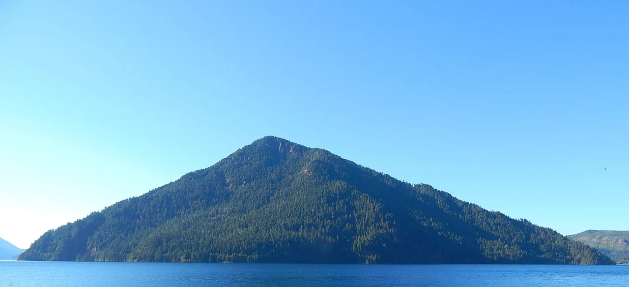 Pyramid Mountain 3125' and Lake Crescent seen from Highway 101. Olympic National Park