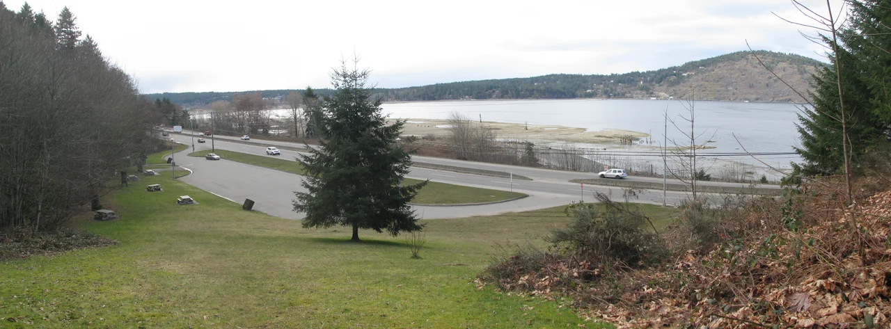 Former settlement of Red Gap, British Columbia on Nanoose Bay, Vancouver Island, Canada where Straits Lumber Mill operated from 1912 to 1942.