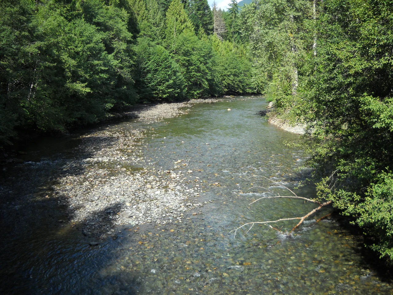 The Skagit River, seen from 26 Mile Bridge along Silver Skagit Road in British Columbia, Canada.