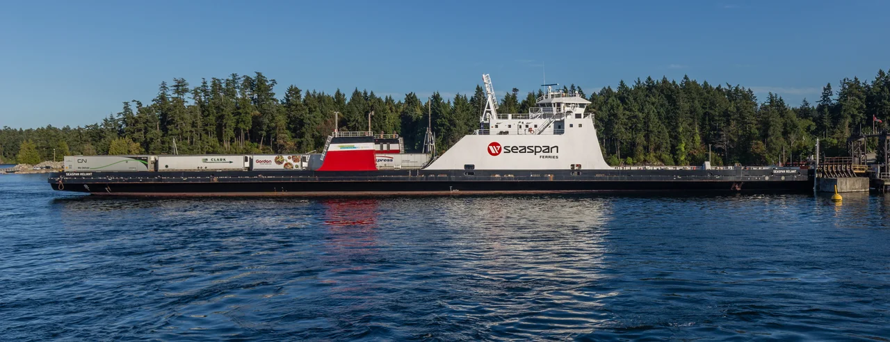 Ship "Seaspan Reliant" in Swartz Bay BC Ferries Terminal, British Columbia, Canada