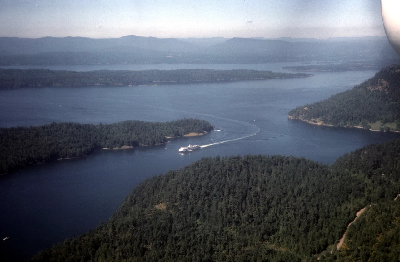 Aerial view of Active Pass, August 1974.