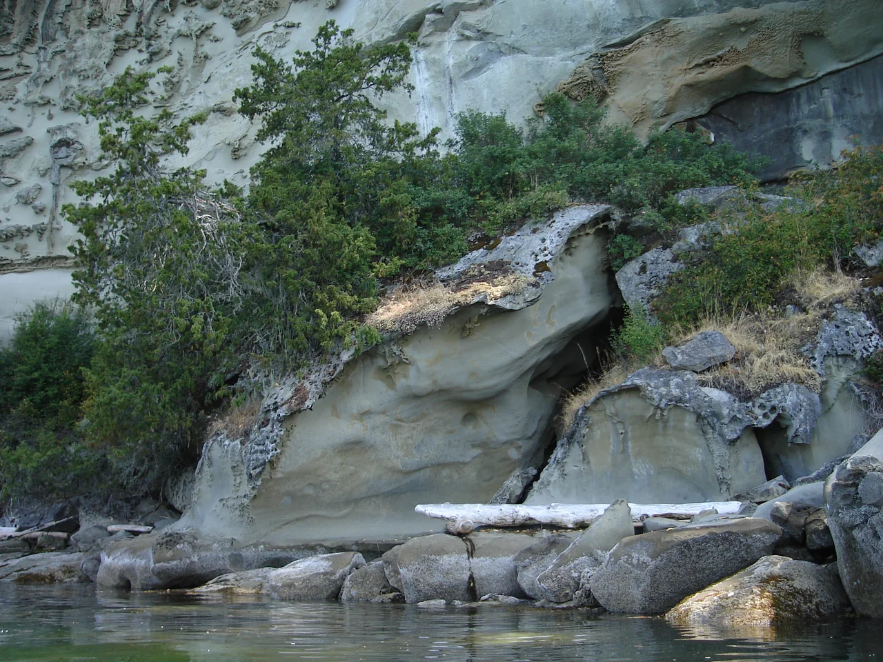 Sandstone Geology that is commonplace on Valdes Island, caused by years of winter storms attacking the rock