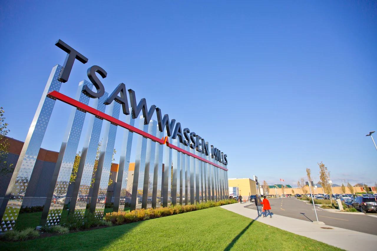 Large letter sign at the Tsawwassen Mills Outlet Shopping Mall