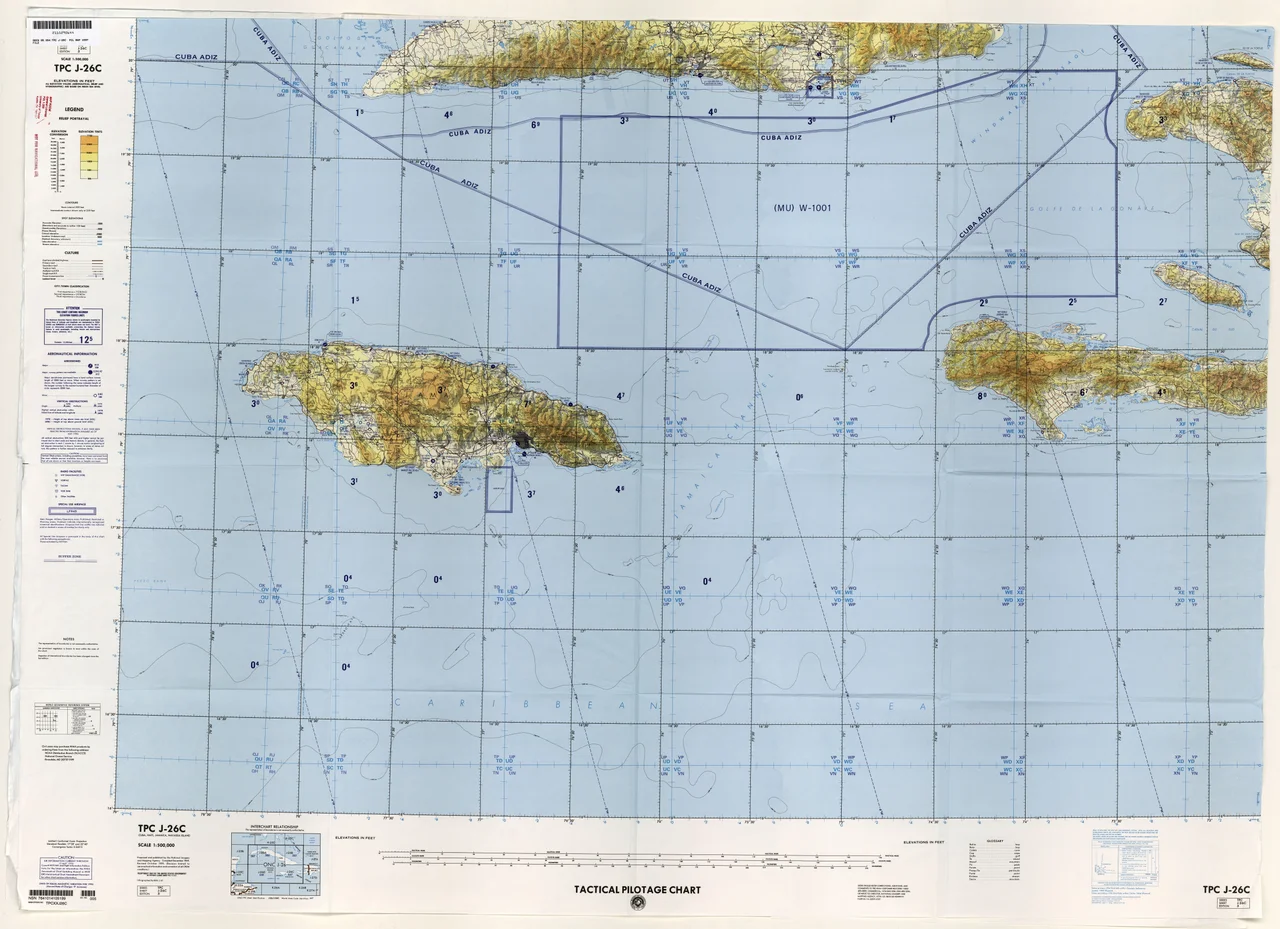 TPC J-26C Cuba; Haiti; Jamaica; Navassa Island [Not for navigational use] U.S. Defense Mapping Agency Aerospace Center, compiled 1969, revised 1995 (11.8MB)