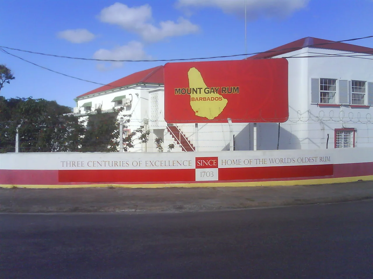 Mount Gay Rum Visitors Centre in Barbados, as situated along the Spring Garden Highway near Brighton's Beach.  It claims to be the oldest remaining Rum company in the world with the earliest surviving deed from 1703.