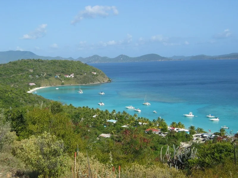 View of White Bay from the hills of Jost Van Dyke, BVI