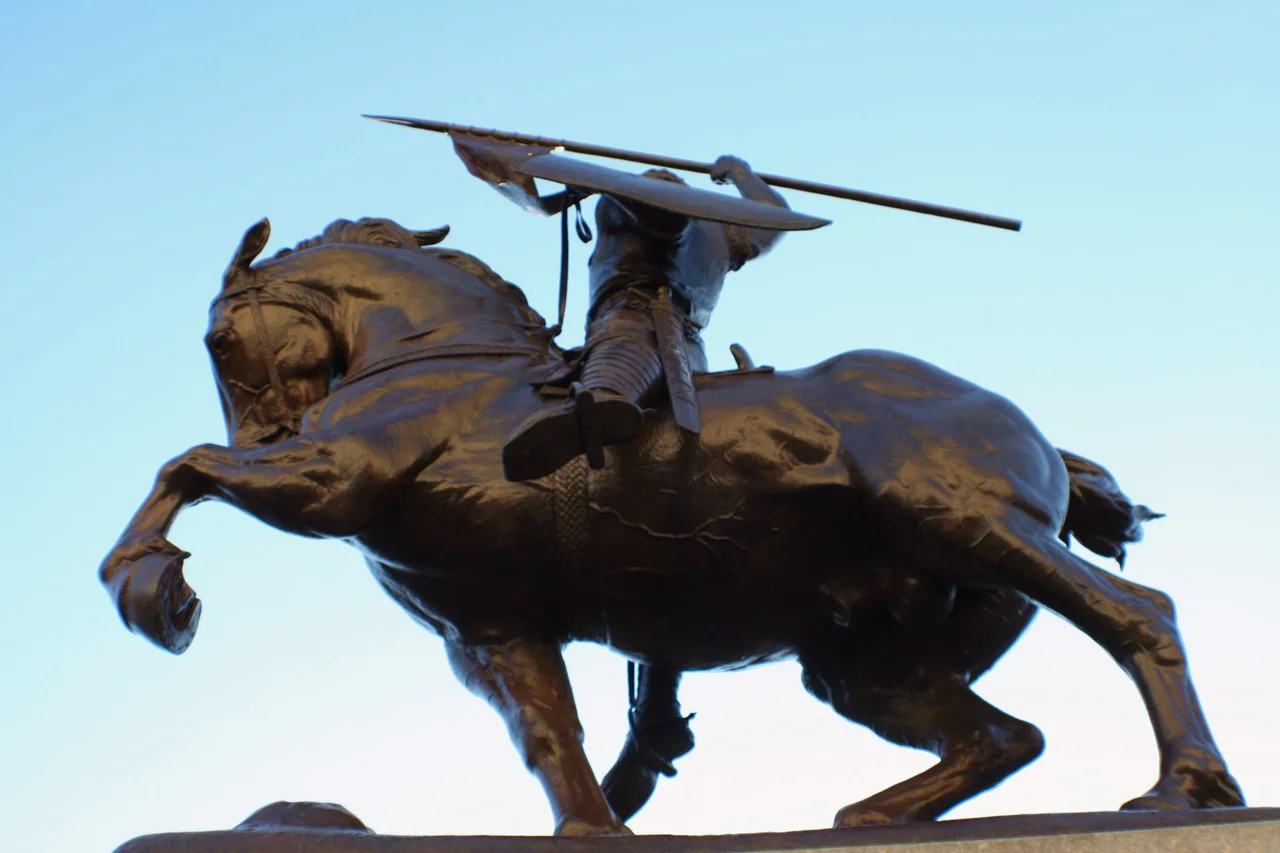 The statue of El Cid Campeador by Anna Hyatt Huntington. It is the central sculpture in the courtyard of the Hispanic Society of America, Washington Heights, New York City.
