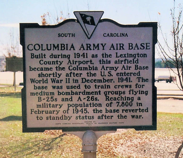 Columbia Army Air Base - SC Historical Marker at Columbia Metropolitan Airport, Columbia, South Carolina