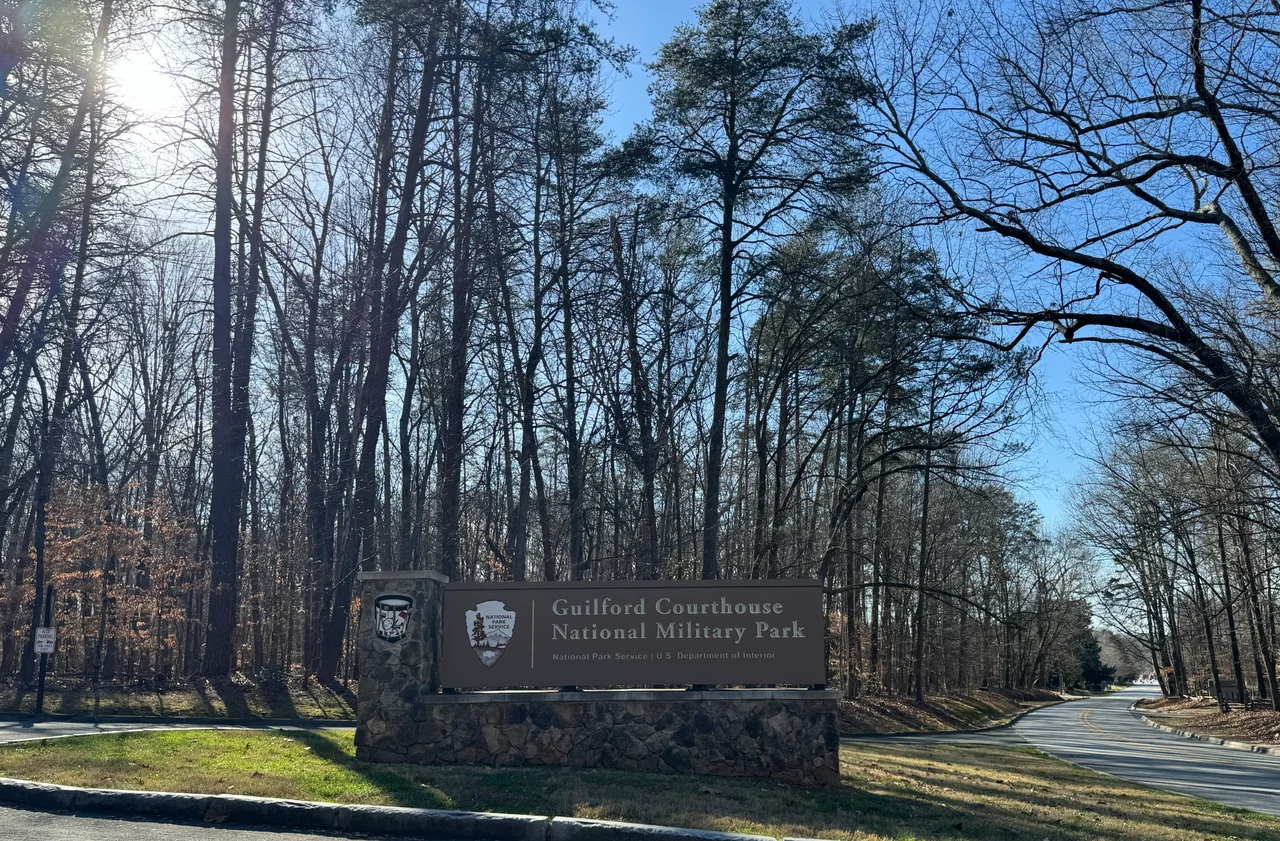 View of the Signers Monument, Guilford Courthouse National Military Park, near present-day Greensboro, North Carolina.