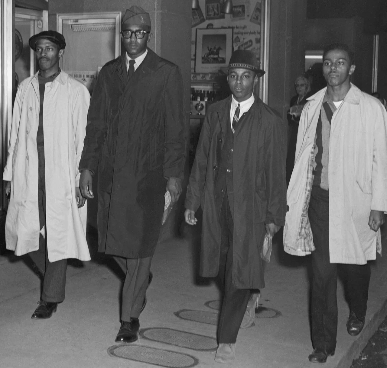 The Greensboro Four: (left to right) David Richmond, Franklin McCain, Ezell A. Blair, Jr., and Joseph McNeil.