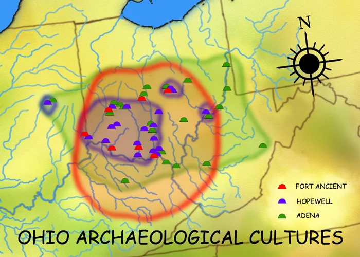 A map showing the archaeological cultures of Ohio.
