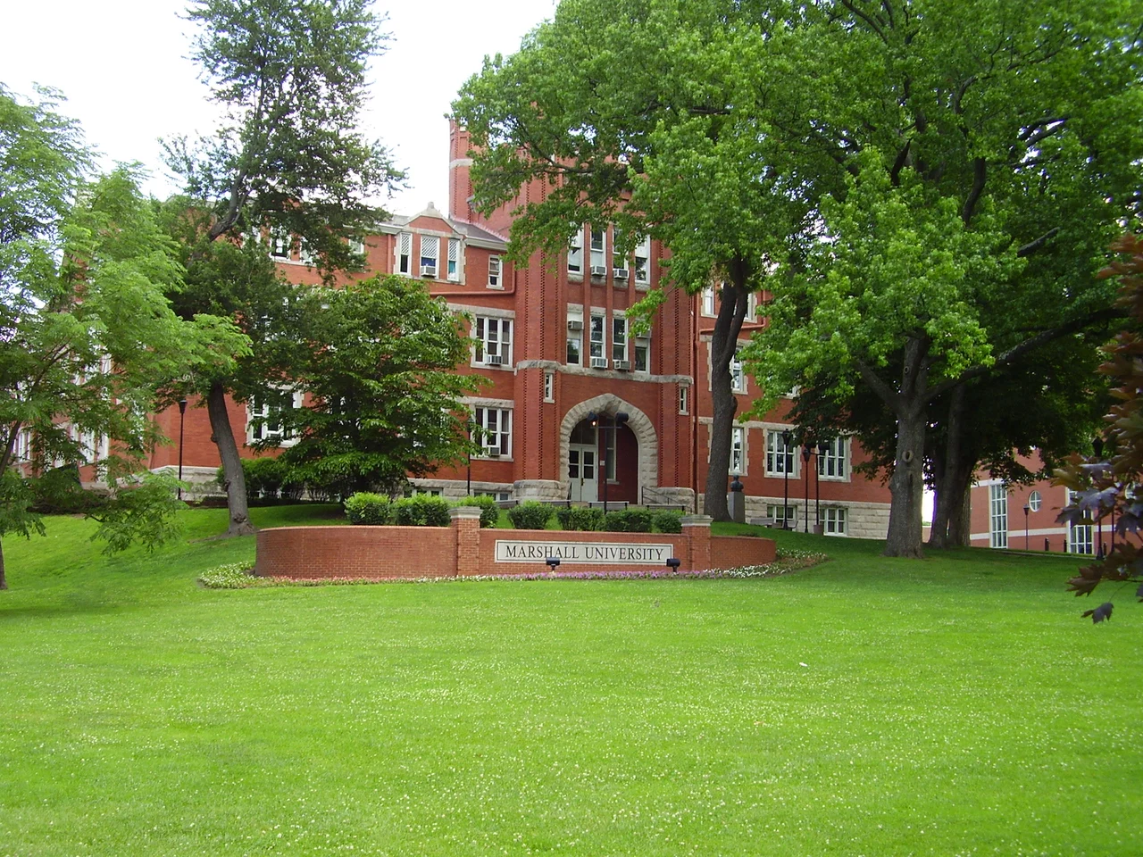 Library, on Marshall University campus - spring