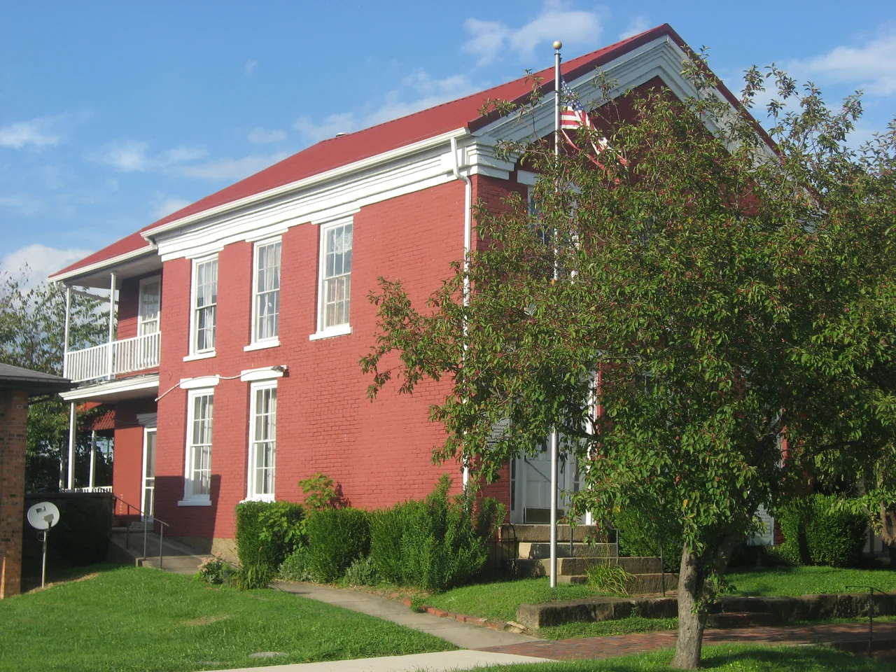 Western side and front of the Z. D. Ramsdell House, located at 1108 B Street in Kenova, West Virginia, United States.  Built in 1855, it is listed on the National Register of Historic Places.