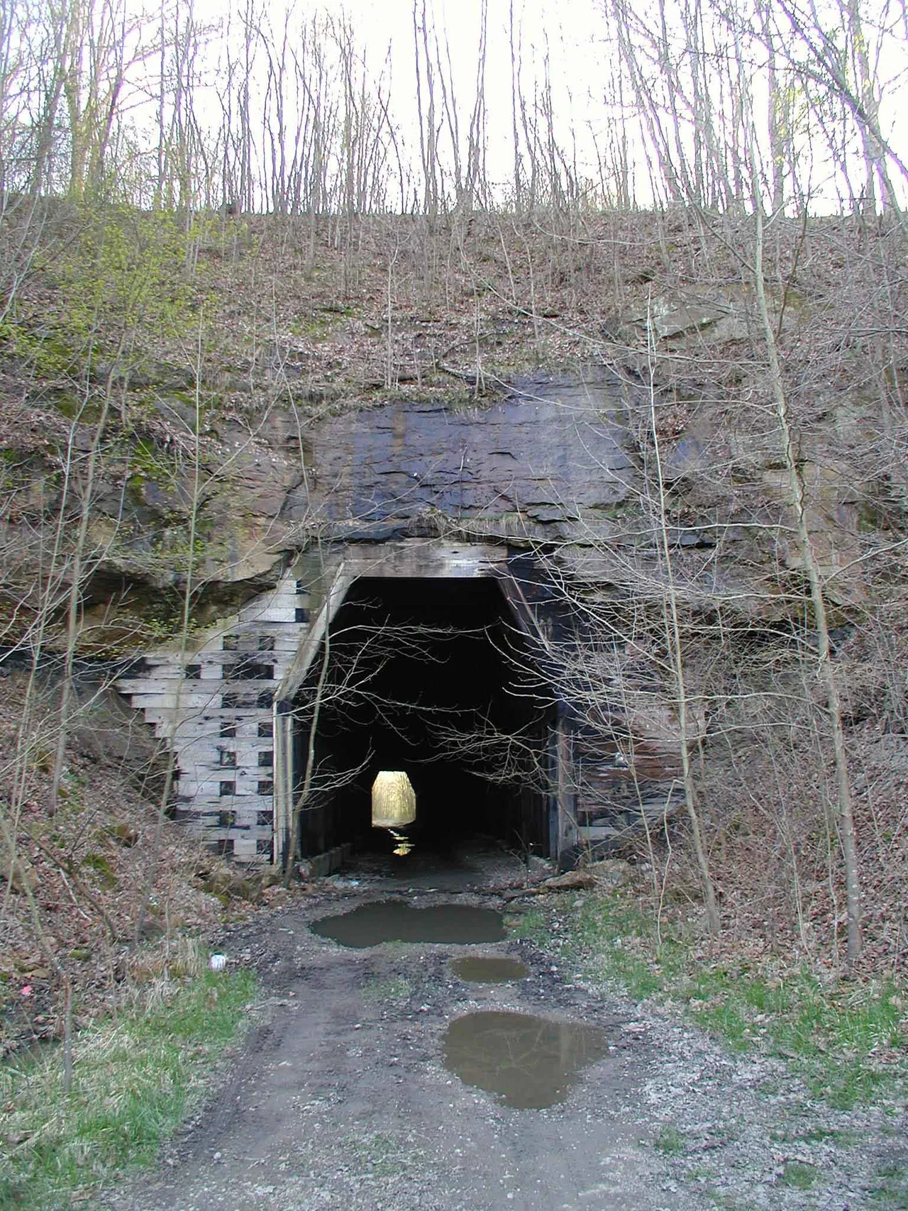View through the King Switch Tunnel on the former B&amp;O Railroad, in Waterloo Township, Athens County, Ohio, United States