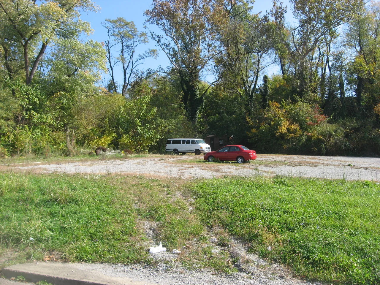 A parking lot at 820 Clay Street in Parkersburg, West Virginia, United States. This was formerly the location of the Bethel AME Church; listed on the National Register of Historic Places in 1998, it has been demolished but has not yet been de-designated.