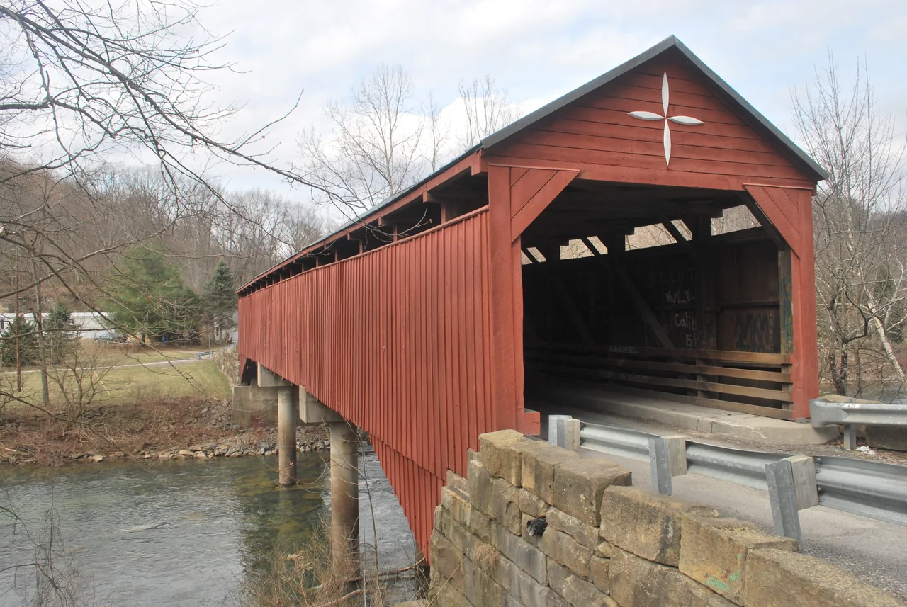 w:Carrollton Covered Bridge over w:Buckhannon River.