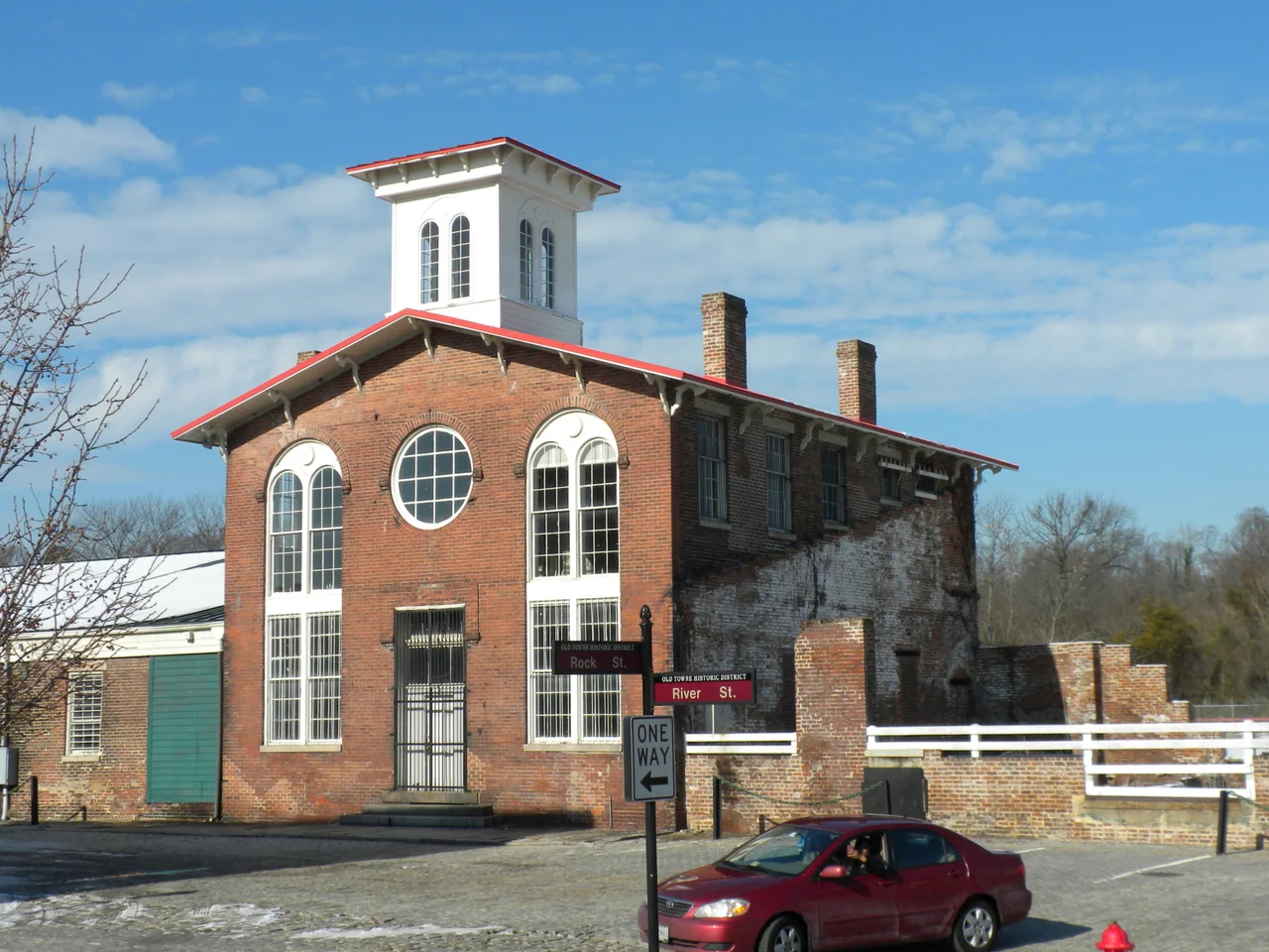 South Side Railroad Depot in Petersburg, VA at corner of Rock and River streets, built 1851, 1853.  Office of General William Mahone, leader of the radical Republican Readjustor Party, which "controlled" Virginia post Civil War.  I donate this photo to the public domain.