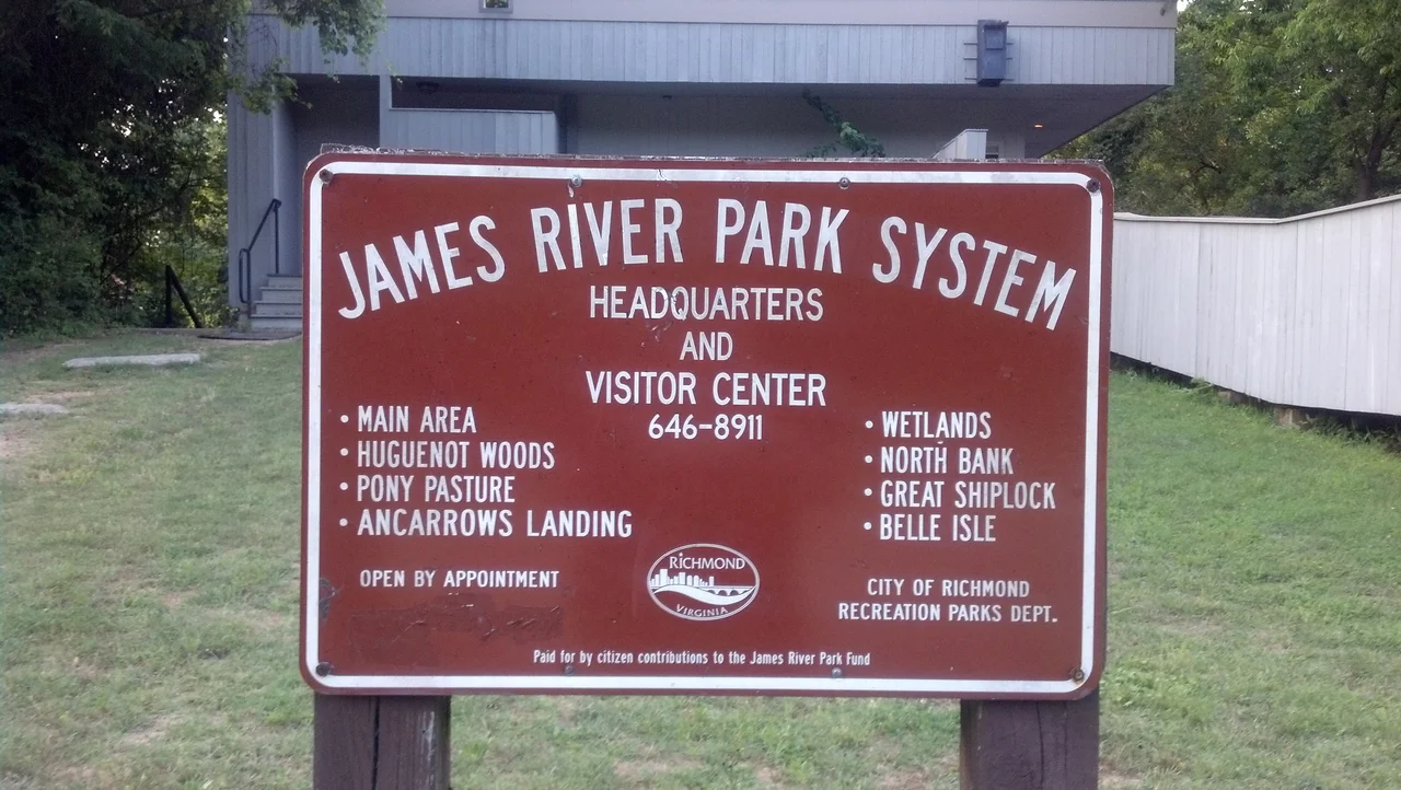 This picture was taken at the James River Park System headquarters building June 30, 2014 at the Reedy Creek entrance to JRPS. It describes several sections of the park and gives a feel for the 70's era architecture of the building.