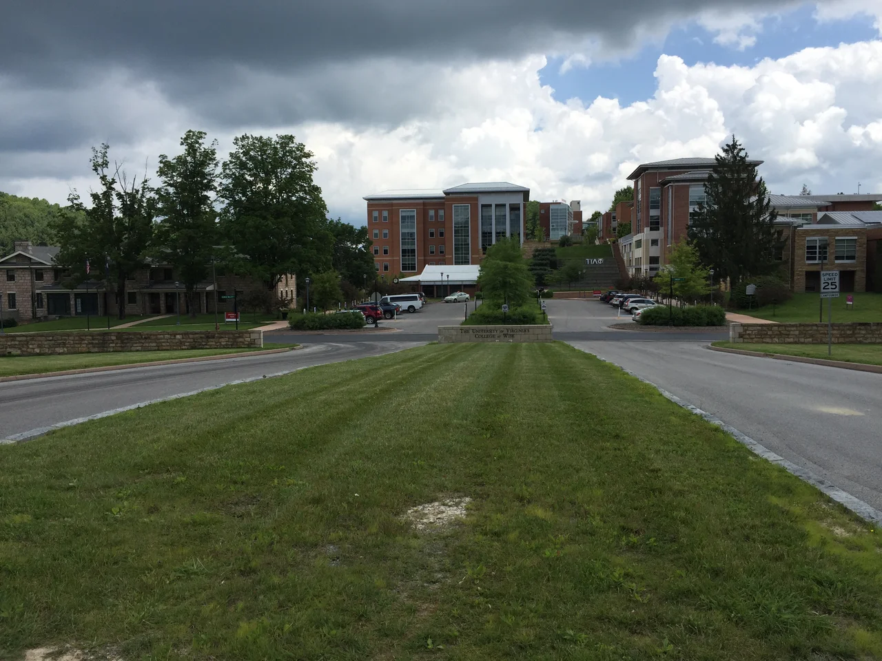 View north along Virginia State Route 382 at Coeburn Mountain Road (Virginia State Secondary Route 646) at the University of Virginia's College at Wise in Wise County, Virginia