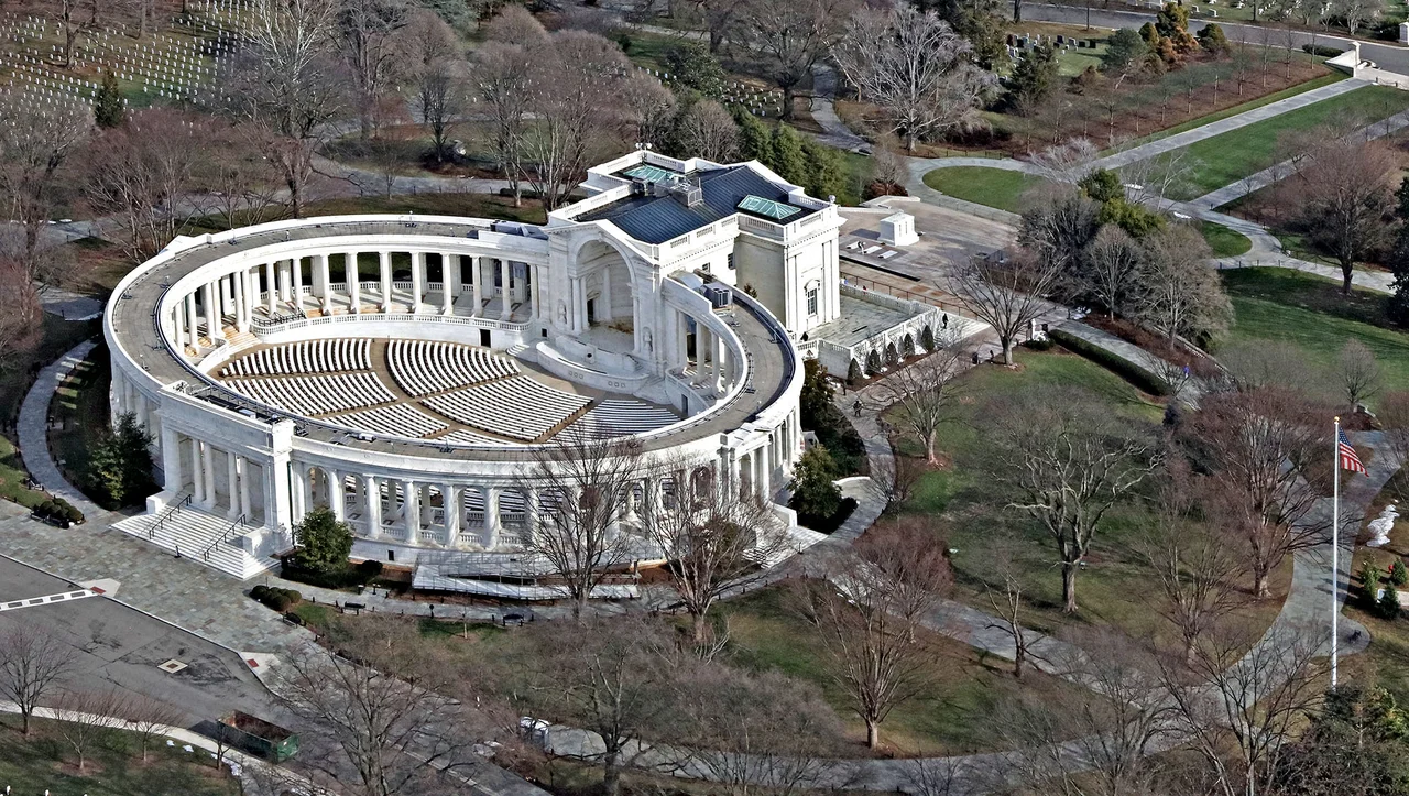 Arlington Memorial Amphitheater and Tomb of the Unknown Soldier Aerial #3170 012122 Lkg NE