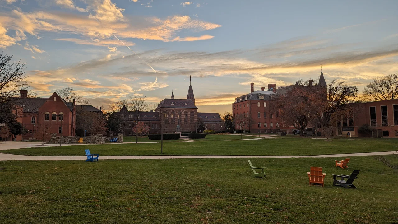 Gallaudet Mall at Gallaudet University, facing south at sunset