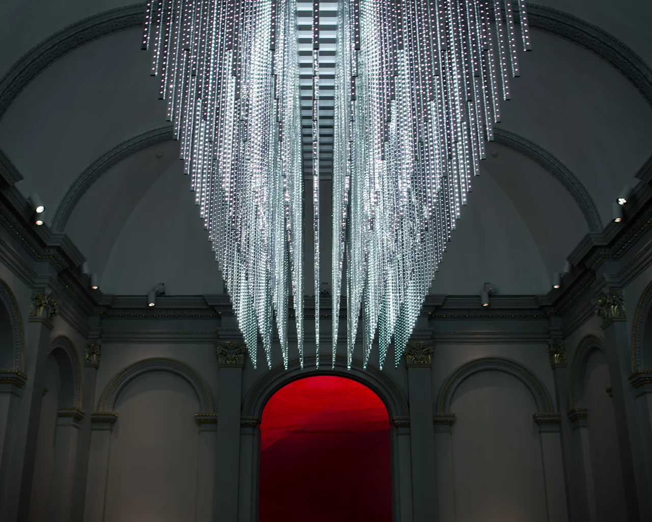 An art piece of Leo Villarreal comprising an array of LEDs switching on in a pattern controlled by software. Mounted in the Renwick Gallery in Washington, D.C.