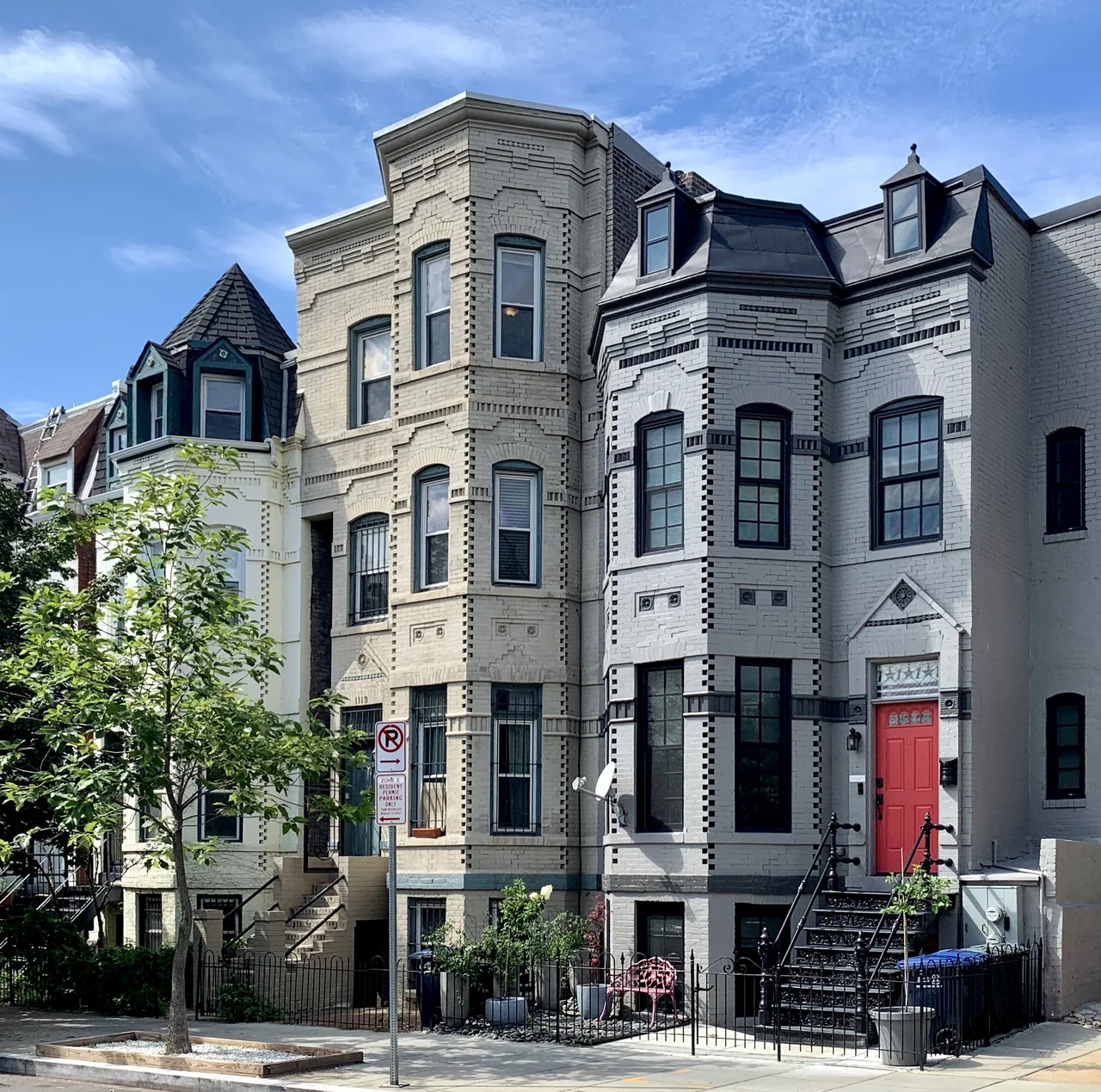 Row houses located at (from right to left) 1111-1115 N Street NW in Washington, D.C. They were built in 1883 and designed by Nicholas T. Haller. The buildings are contributing properties to the Mount Vernon West Historic District (also known as the Shaw Historic District), listed on the National Register of Historic Places in 1999.