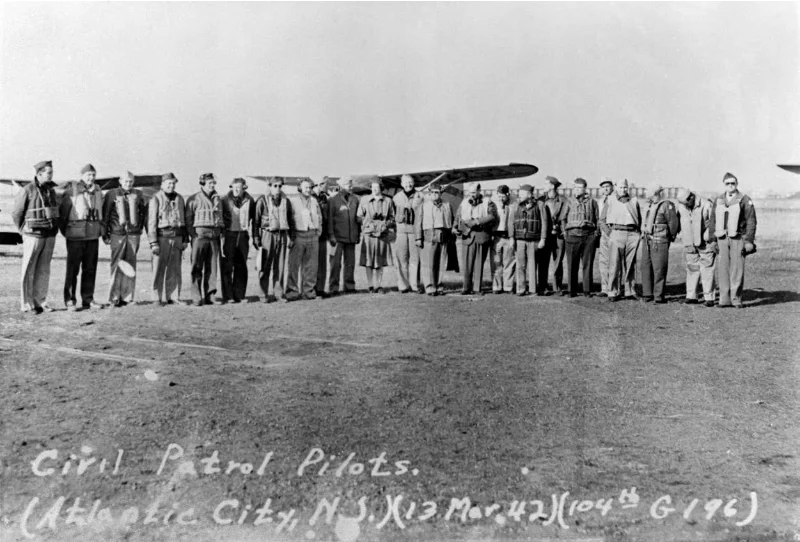 Members of the First Task Force, Atlantic City, New Jersey, 13 March 1942, sporting an array of life vests and uniform variations.